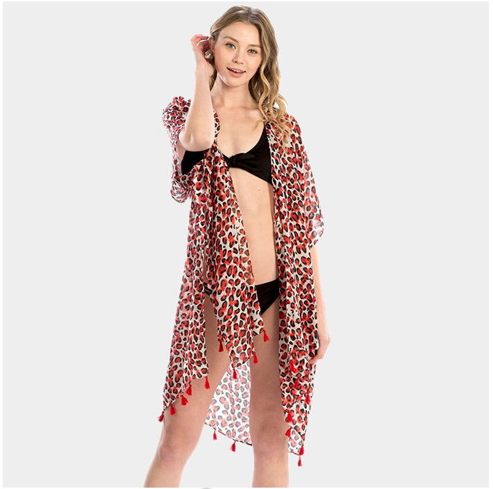 Red Leopard Beach Cover Up