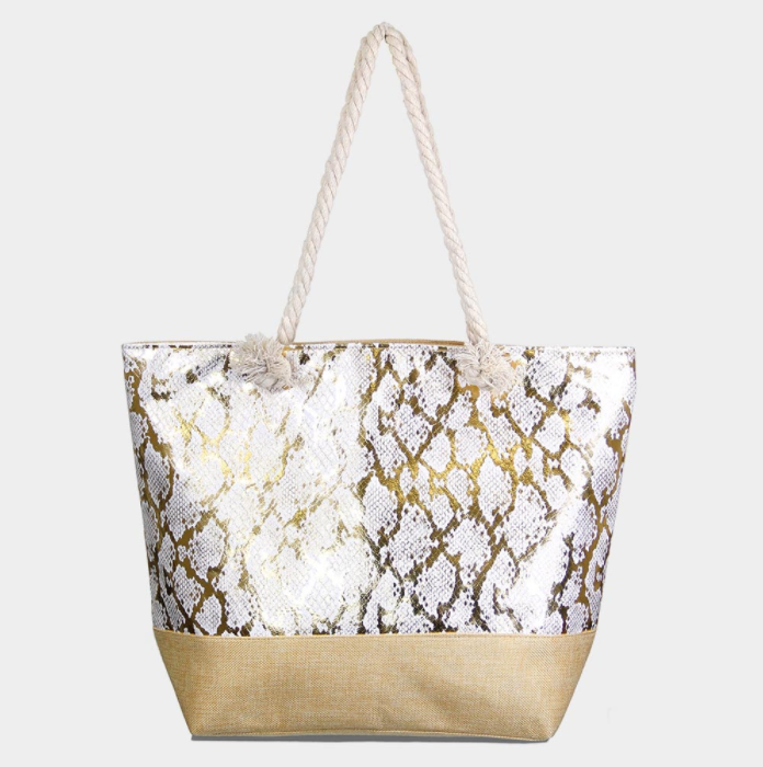 Gold Snake Print Tote