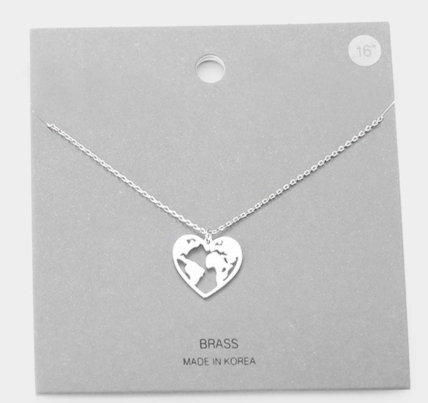 World in my Heart Necklace - Silver