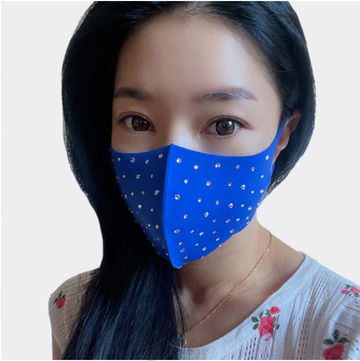 Royal Blue Rhinestone Face Covering