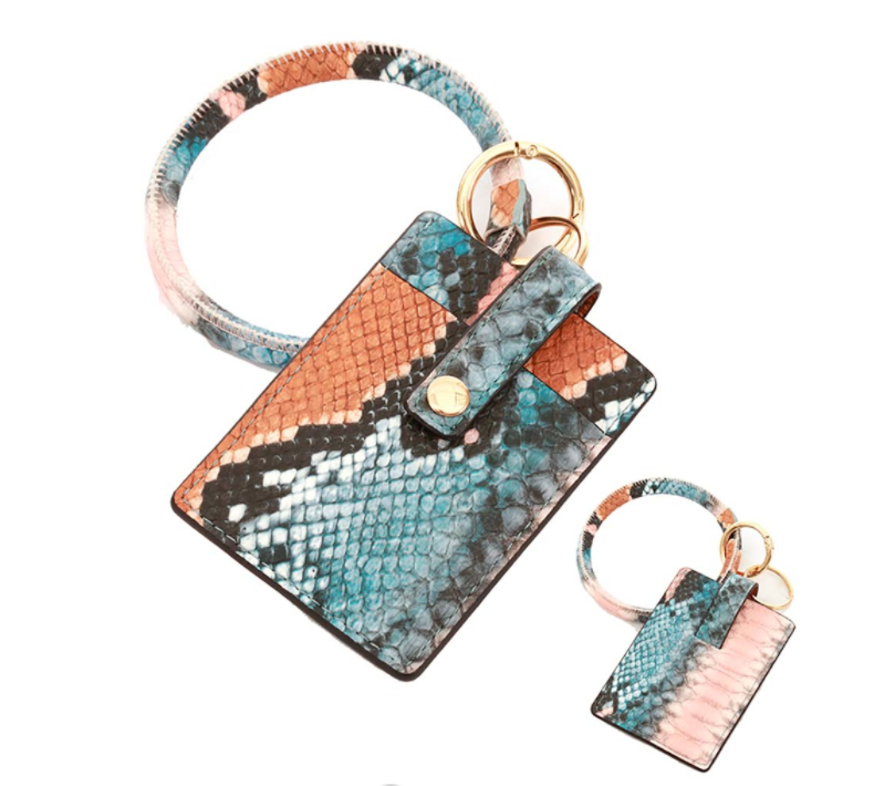 Blue Snakeskin Wristlet