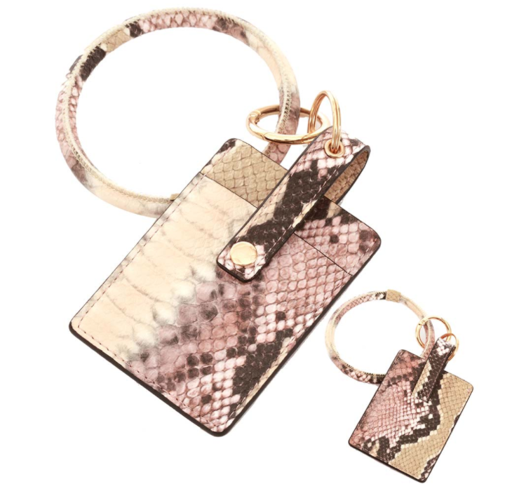 Pink Snakeskin Wristlet