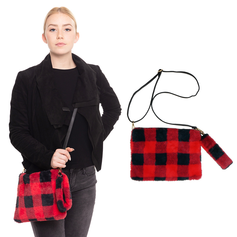 Red Buffalo Plaid Crossbody/Cluth