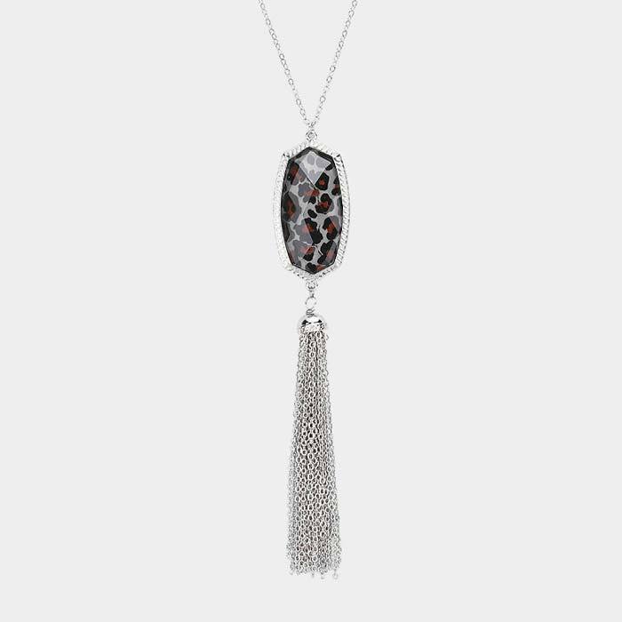Leopard Tassel Long Necklace
