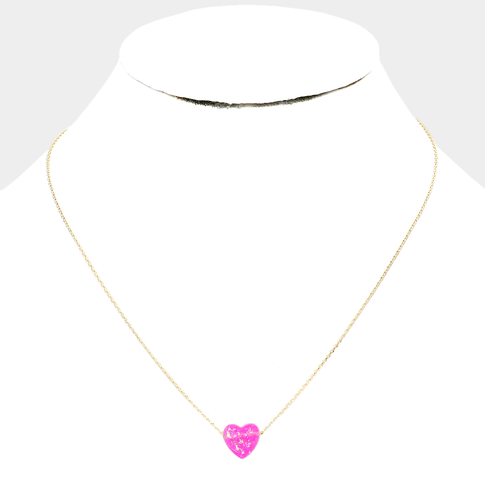 Pink Opalescent Heart Necklace