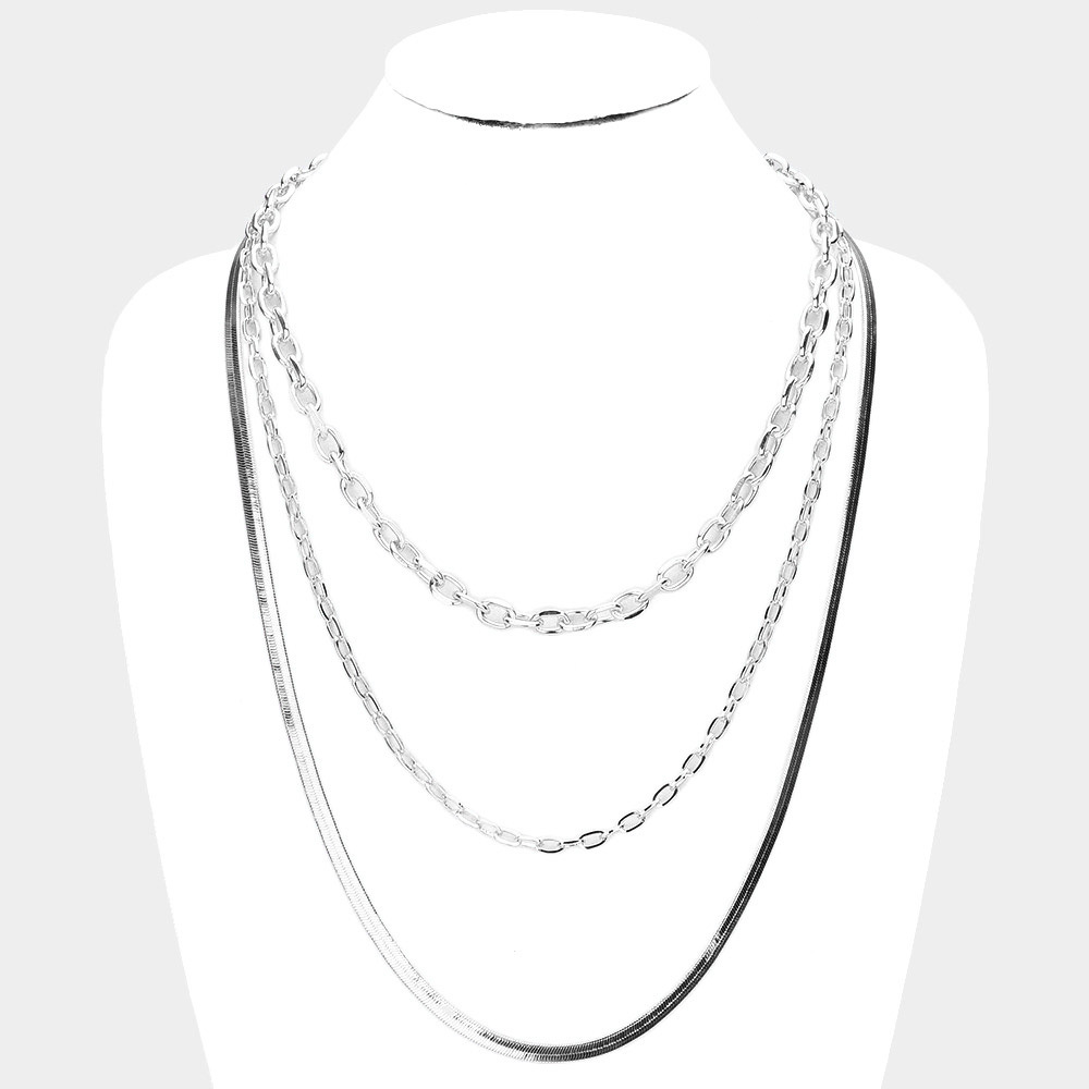 Silver Triple Layer Necklace